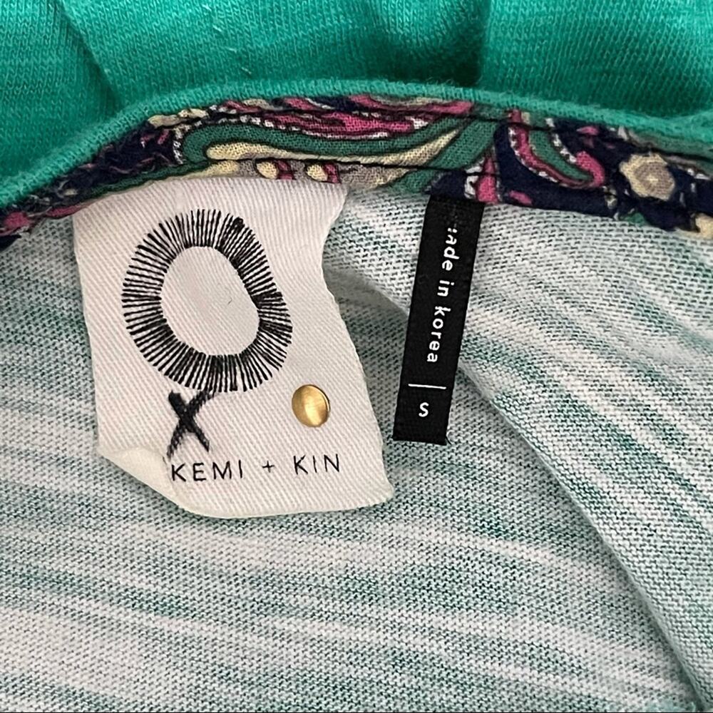 Anthropologie Akemi + Kin Green Floral Top Tie Back 100% Cotton Size Small - Picture 7 of 8